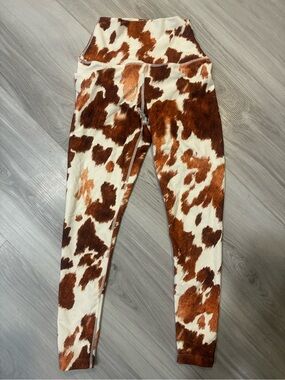Weworewhat Cow Print womens Leggings — Brown & Cream